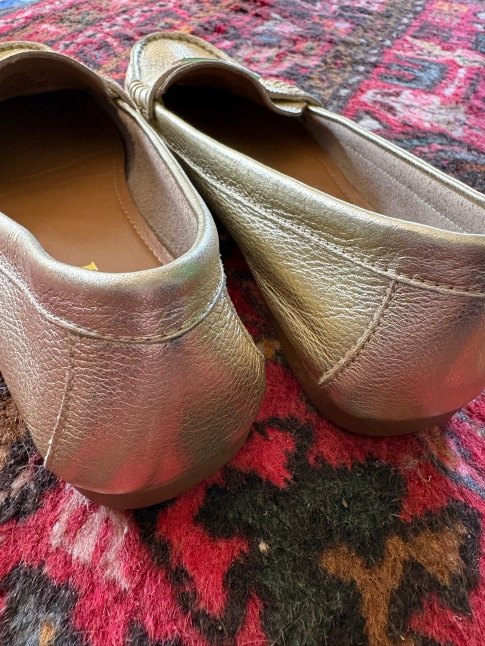 Coach Metallic Gold Leather Penny Loafers - Picture 7 of 7